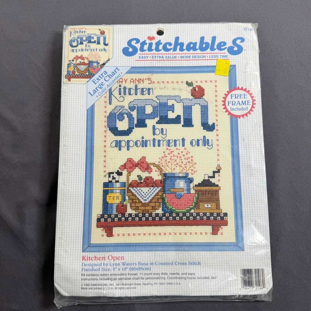 Vintage 1992‎ Dimensions Stitchables Kitchen Open Cross Stitch Kit